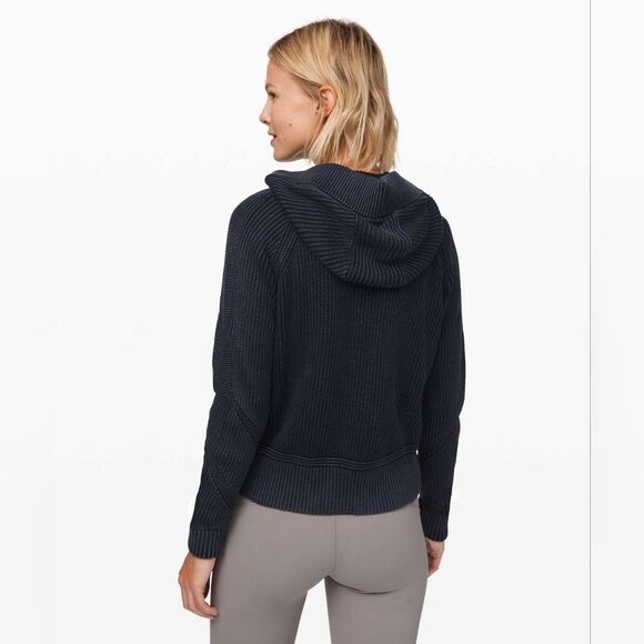 NWOT Lululemon Rest Assured Full Zip Hoodie Washed Midnight Navy Sz Small Ribbed - Picture 2 of 6